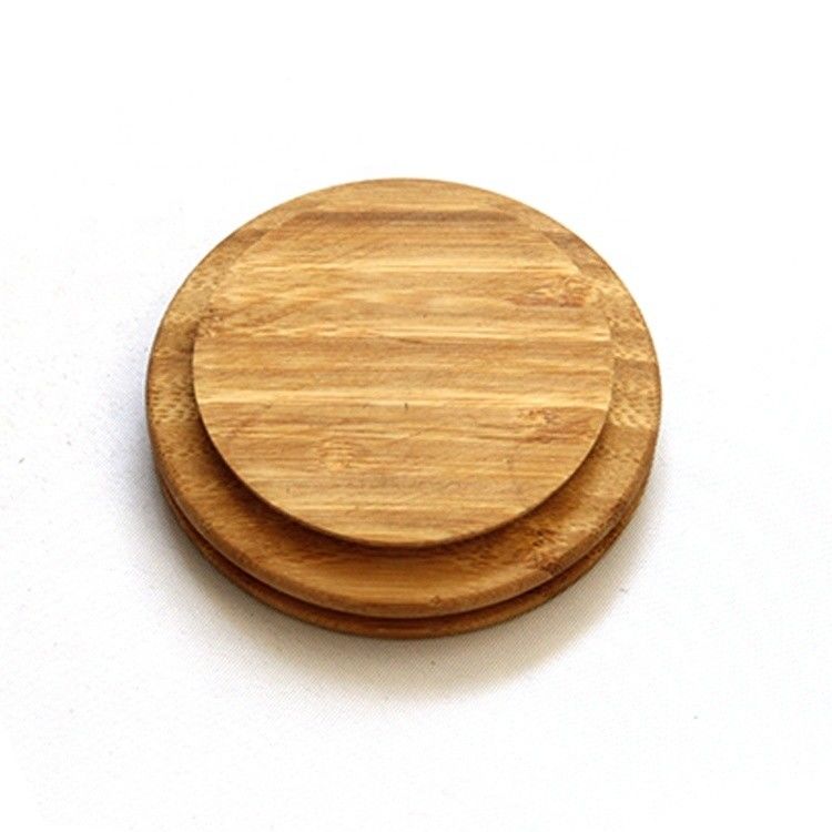 Customized Round Shape Bambus Holz Deckel für Glas Kerzenhalter Jar Gläser und Silikonring
