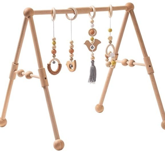 2407Rahmen-Aktivität Gym Hanging Bar Babyspielzeug Holz Baby Gym mit 4 Spielzeugen in Ihrer Farbe