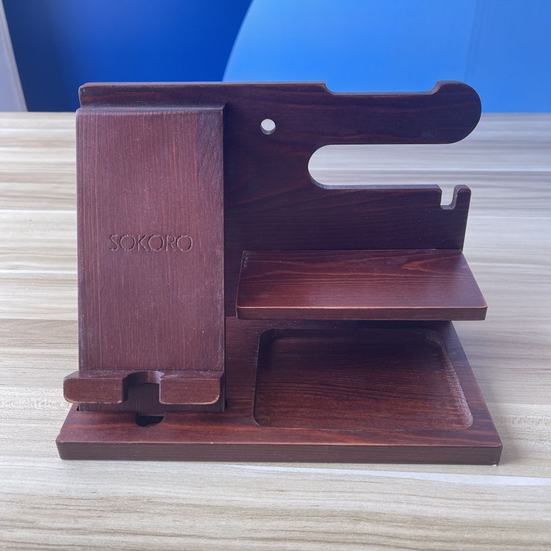 Lasergravierte Holzfaulhalter für Mobiltelefonstapel mit Phonestand und Stift