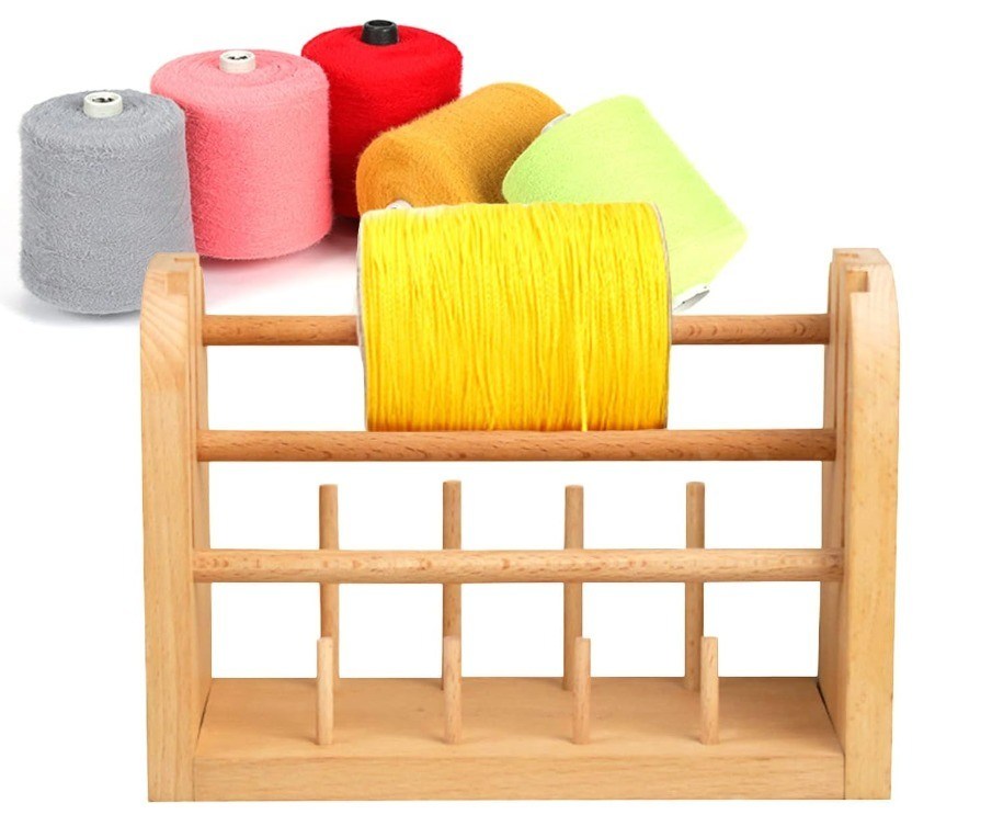 202406 Holzgarn-Spulenhalter-Gitter-Spulen-Speicherregal Spinnkugel-Windemacher Kompakt