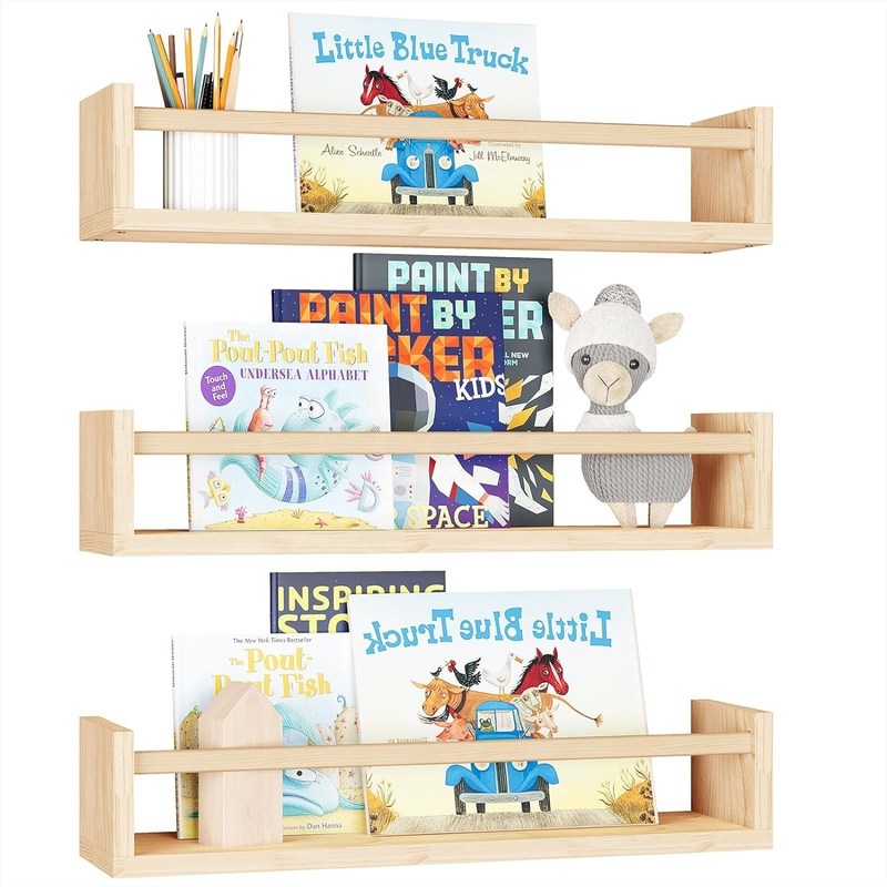 Massivholz-Stil schwimmende Bücherregale für Wandlager und Kinderzimmer-Organisator