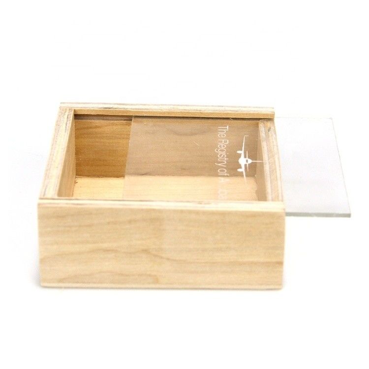 Personalisierte Logo-Branding Akzeptable Holzbox mit Gleitdeckel 10x10x3.8cm