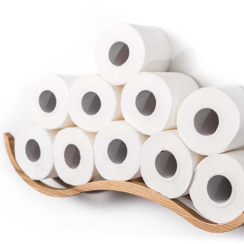 Anpassungslogo Akzeptables Holz Schrank Toilettenpapierhalter Regal für Bad