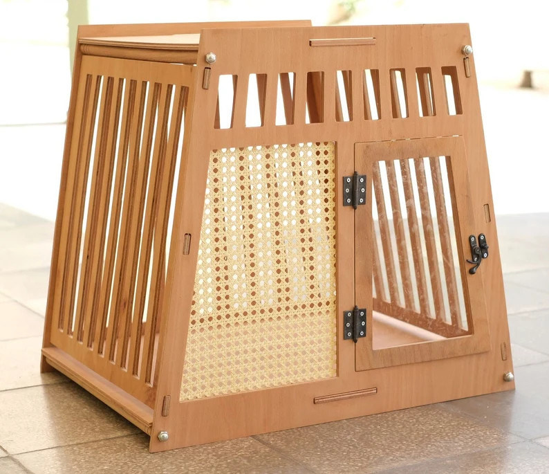 Naturholz Farbe Holz Innenhaus Hund Katzenhaus Kiste mit Tür in Weiß