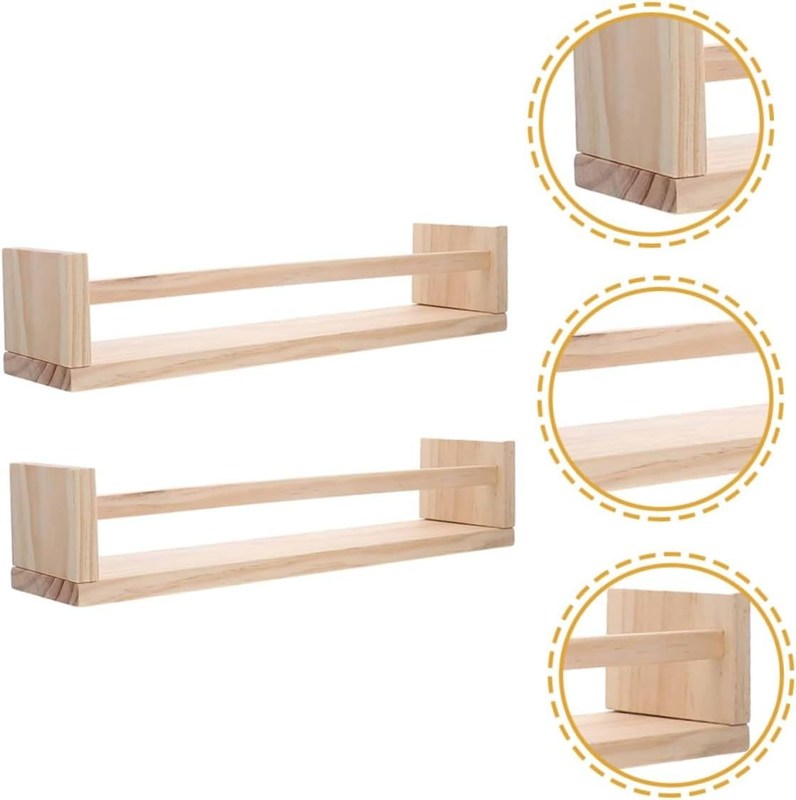 Holz-Hängeregal für Bücher und Blumenkrüge