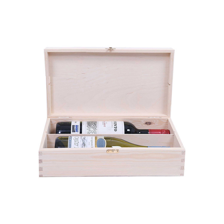Unfertige Weinkiste aus Kiefernholz mit Geschenkpaket 34x20x10cm individuell