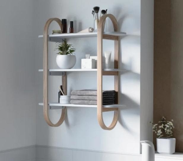 Weiß-natürliche schwimmende hängende Regale für Wanddekoration im Esszimmer