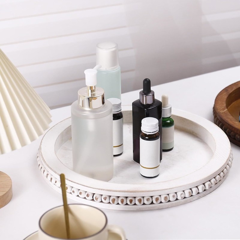 Holzdekorationsschachtel mit Perlen, weiß getüncht, kostenloser Probe angeboten