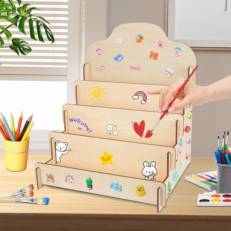 Maßgeschneiderte Größe Massivholz 4-Schicht-Display-Stand für Grußkarten Aufkleber und Postkarten