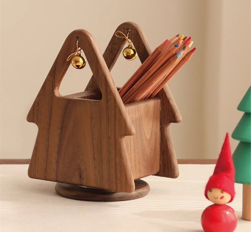 Stilvolle Holz-Weihnachtsbaum-förmige Schreibtisch-Organisator für Bürobedarf und Werkzeuge