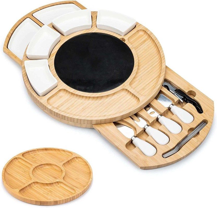 Rechteckiger Bambus Käse Teller und Messer Set für kommerzielle Käufer Geschenkgeschäfte