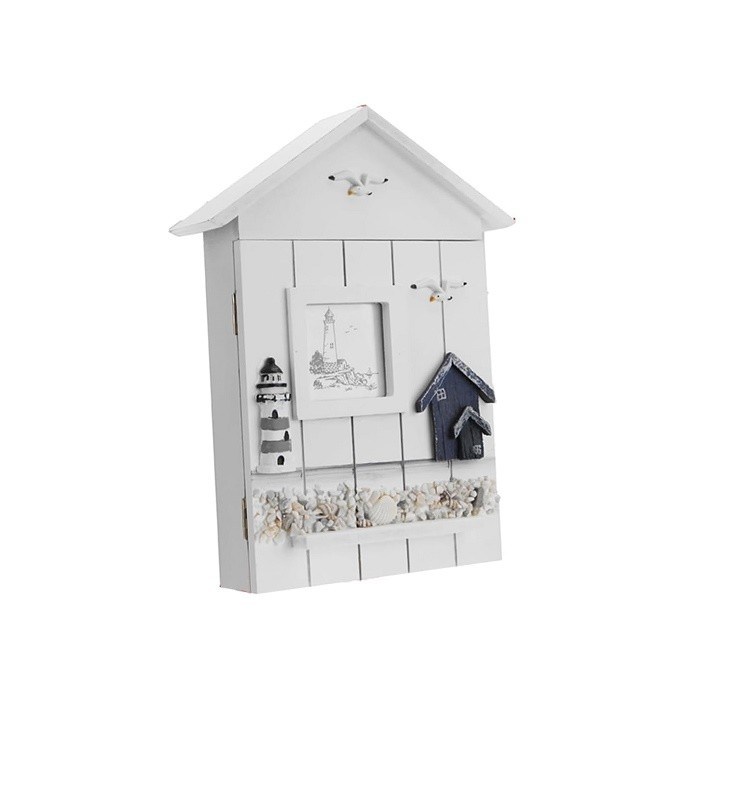 Holz-Stil-PANEL Mittelmeer-Stil-Haus-Form Schlüssel Schmuckhalter für Eingangswand