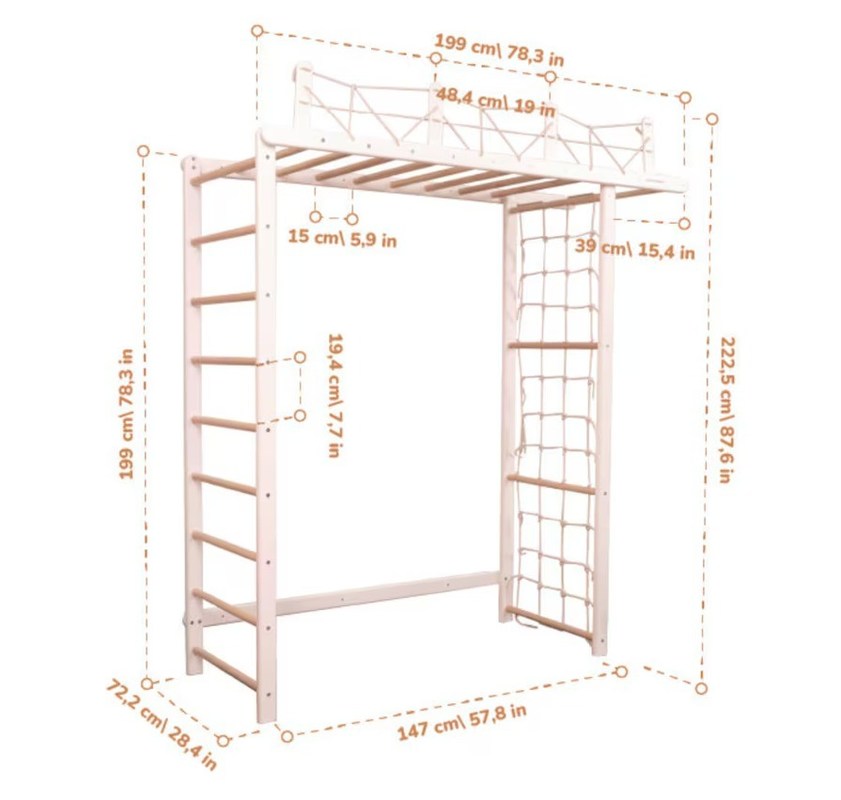 Anpassbares Kinder-Dschungel-Gym mit optionalen Seilzubehör und Kindergarten-Mobil