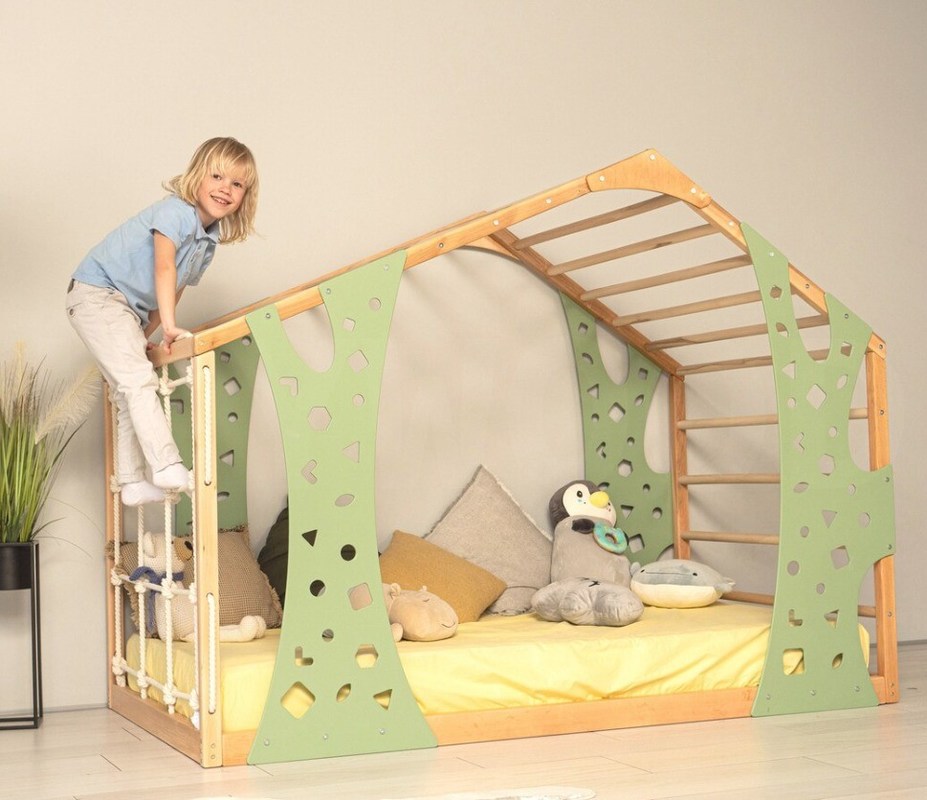 Montessori Fitnessstudio Bett Jungle Fitnessstudio Kleinkindbett Indoor Playhouse Plattformbett Nach Wunsch