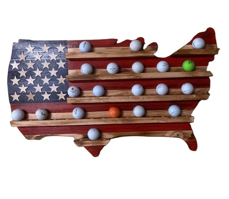 Holz amerikanische Flagge Golfballhalter für Golfball Display im Wohnzimmer