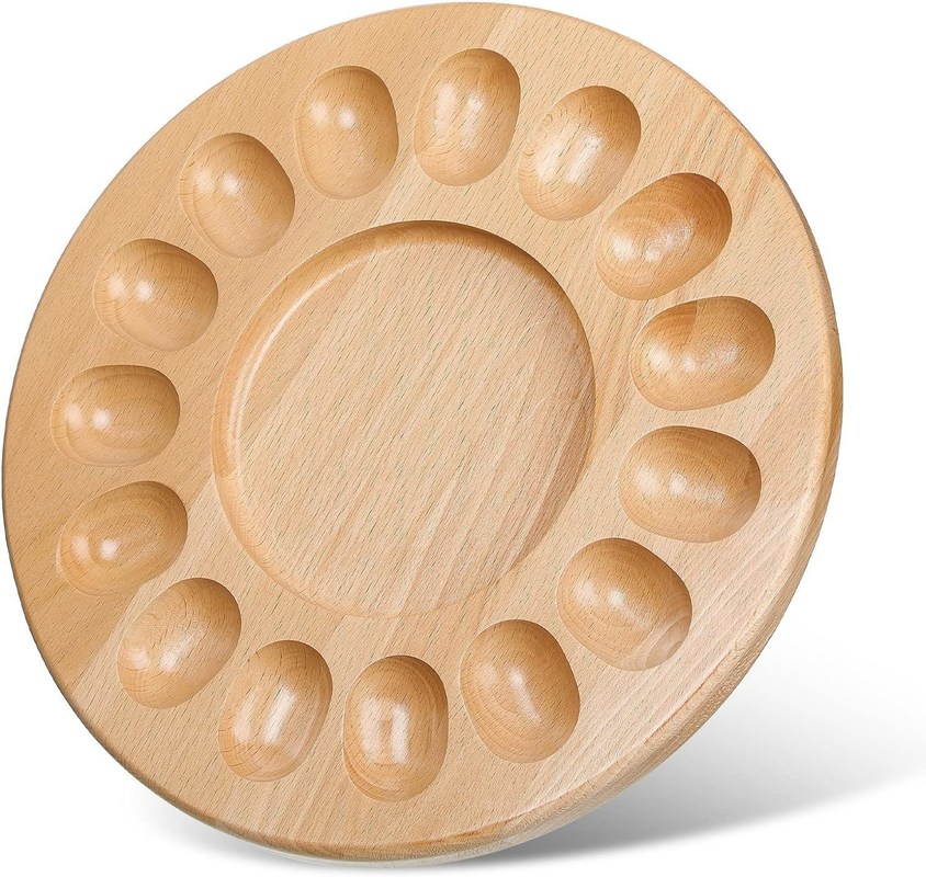 OEM 15 Löcher Umkehrbares Holz-Deviled-Ei-Teller-Chercuterie-Board Dicke Ei-Tray Hühnerei-Eierbehälter