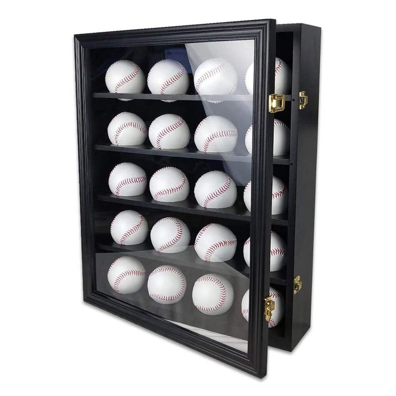 Holz und Acryl Schwarz 20 Baseballkasten Schrank zur Aufbewahrung von Sportdenkmälern