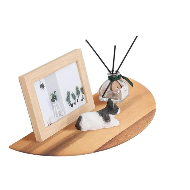 Maßgeschneiderte Größe Farbe Halbkreisförmige Set von 3 14 Zoll Akazienholz schwimmende Regale