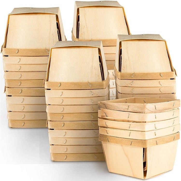 Birke oder Pappel Veneer Holz Farbe 4 x 4 Zoll Pint Früchte Körbe für Partydekorationen