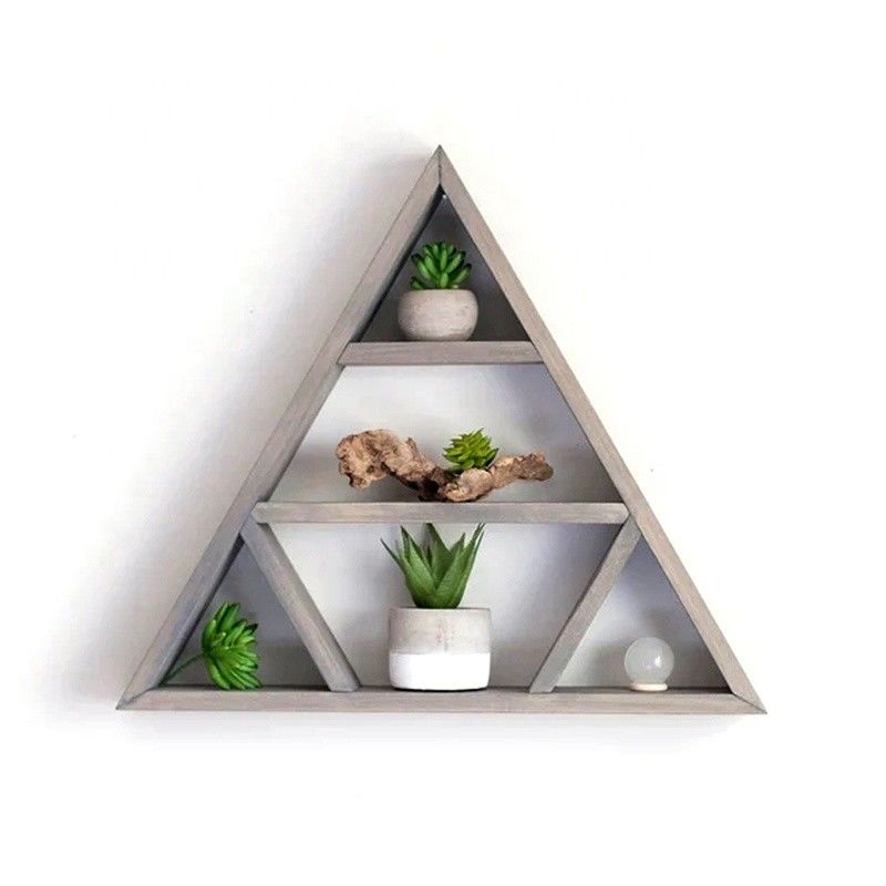 Minimalistisches Design Holz Dreieck Wandregal Kristall-Displayregale für die Heimlagerung