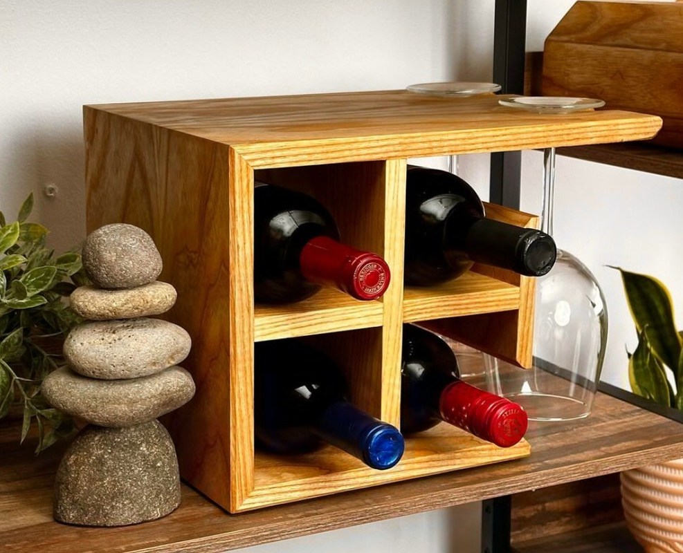 Customized Logo Hartholz Weinregal Hochmenge Weinhalter für Schalter