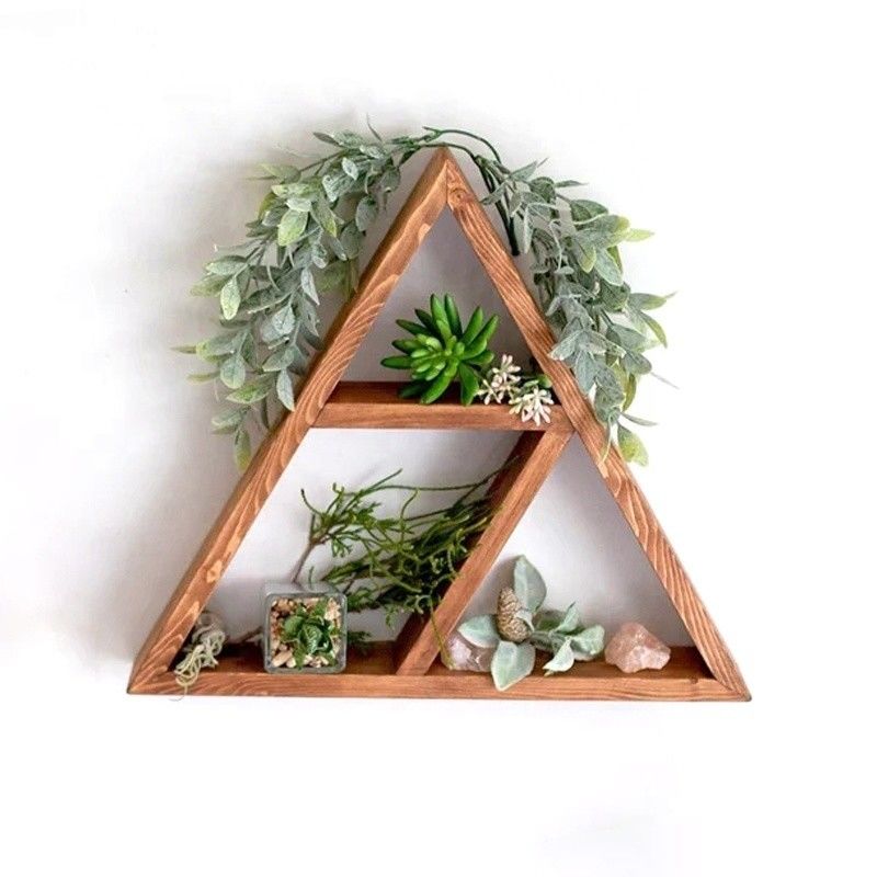 Wohnzimmermöbel Handgefertigt Holz Wandmontiert Schwebendes Dreieck Regal 16&quot;oder18&quot;X3.2&quot; Modernes Design