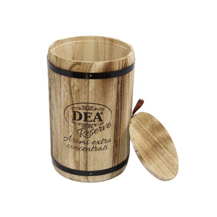 18x18x27cm Custom Logo Holzfässer Verpackung Handgefertigt Vintage-Stil Großer Paulownia
