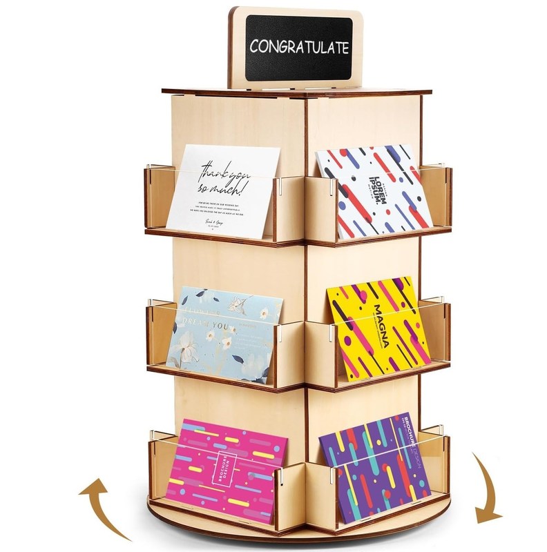 Holzglasmaterial Holz-Postkarten-Display-Rack mit kleinen Tafeln