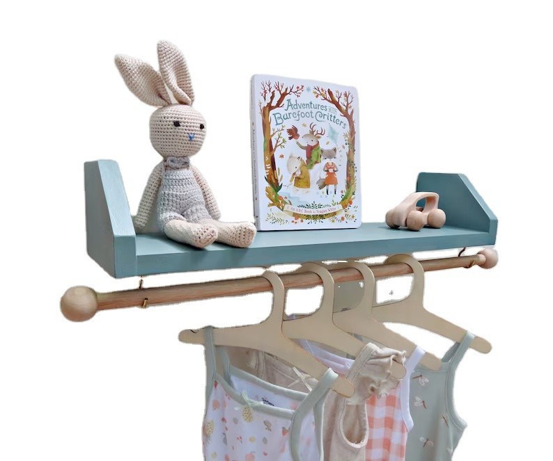 Wie Sie wünschen Blaues Kinderregal mit Kleiderhänger Ordnen Sie die Kleidung Ihres Kindes