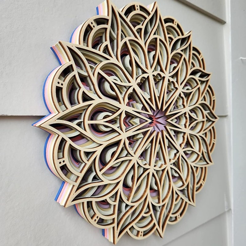 Dekorative Handarbeit 6 Schichten Farbiges Hängendes Dekor Boho Wandkunst Dekor Holz Mandala