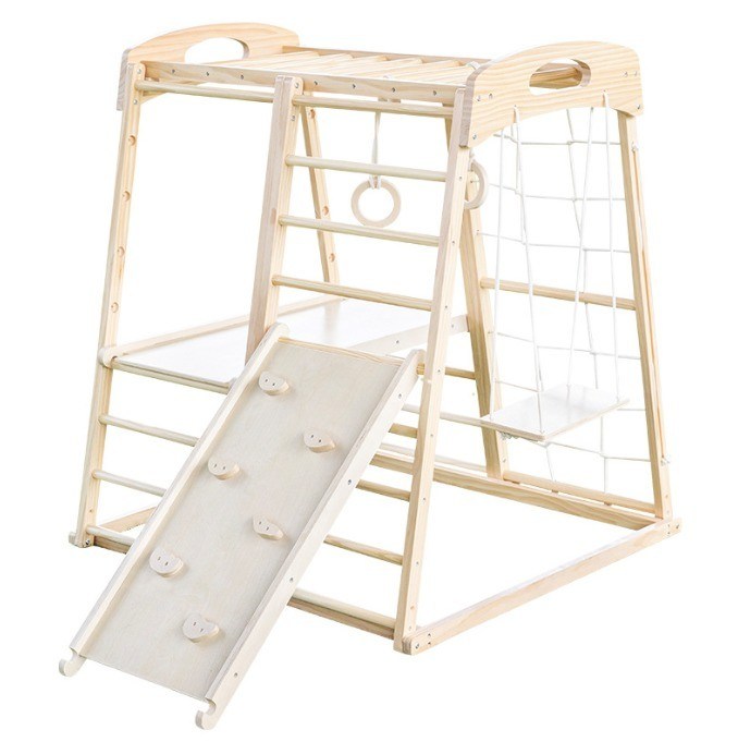 Kindergymnastik Holzkletterrahmen Kletterfelsen Nettschelle Ziehen Sie Bar spielen Zelt Innenraum