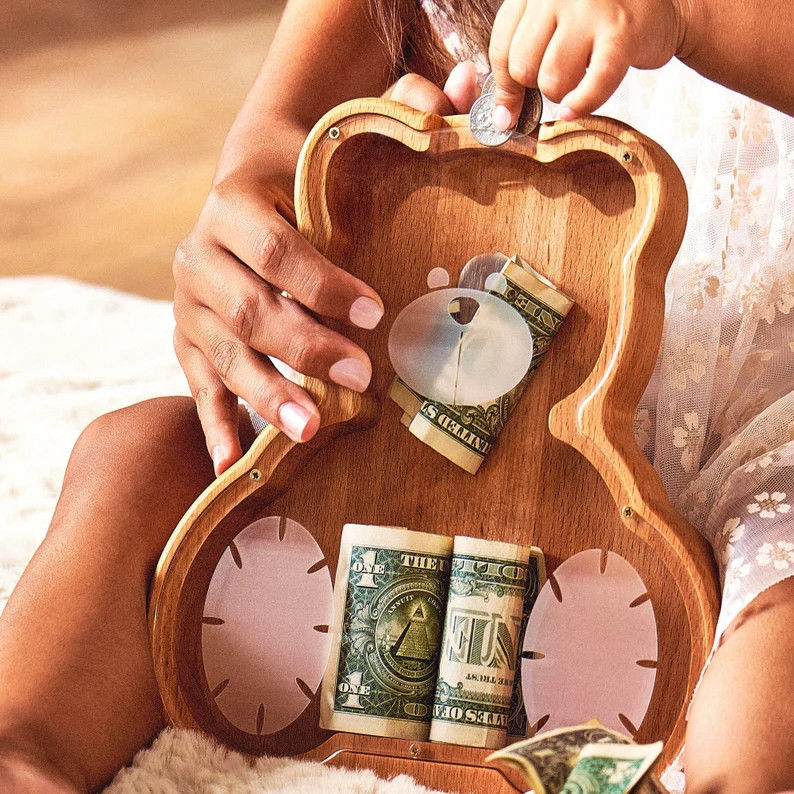 202407 Erstes Geburtstagsgeschenk für Ostern Tier Münzenbank für Jungen Lackiert und handgefertigt