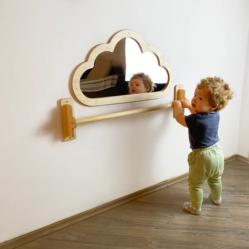 Baby Boden Acryl unzerbrechliche Spiegel mit Ziehen Sie hoch Holzbar Weihnachtsgeschenk