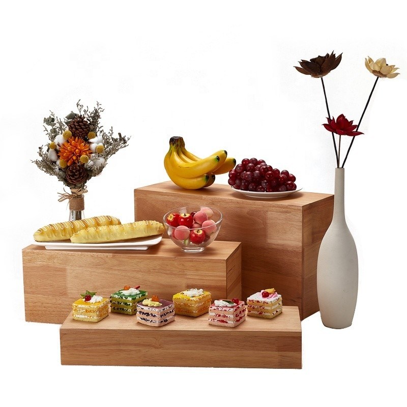 Massivbuchholz Multifunktionales Dessert-Display-Rack für modernen Sushi-Kuchen-Buffet-Stand