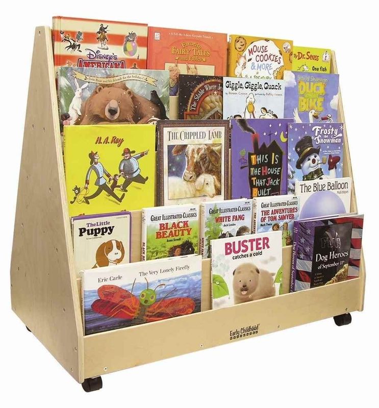 Klassenzimmer Bücherregal Kinderspeicher mit Fleckenfarbe und doppelseitigem mobilen Buchdisplay