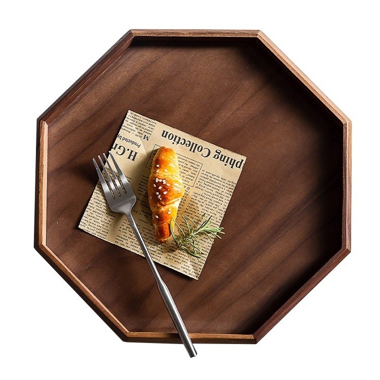 Achseckig rundes Acacia Walnussholz 30x20x3cm mit Verbrennungsdruck