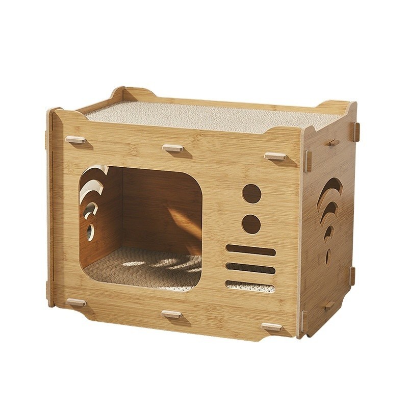 Custom Doppelschicht Katzenkartonhaus mit 2 PCS Katzen Kratzer-Pads Katzen Kratzer-Haus Platz sparen