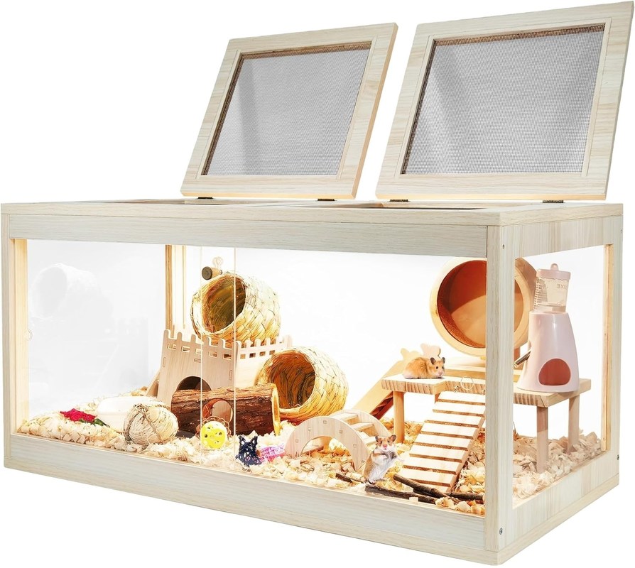 Holz Hamsterkäfig mit offenbarem Dach und Acrylblechen