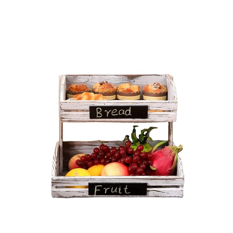 Personalisiertes Logo 2 Stufe Bauernhaus Holzkorb für Küche Esszimmer und Gästezimmer