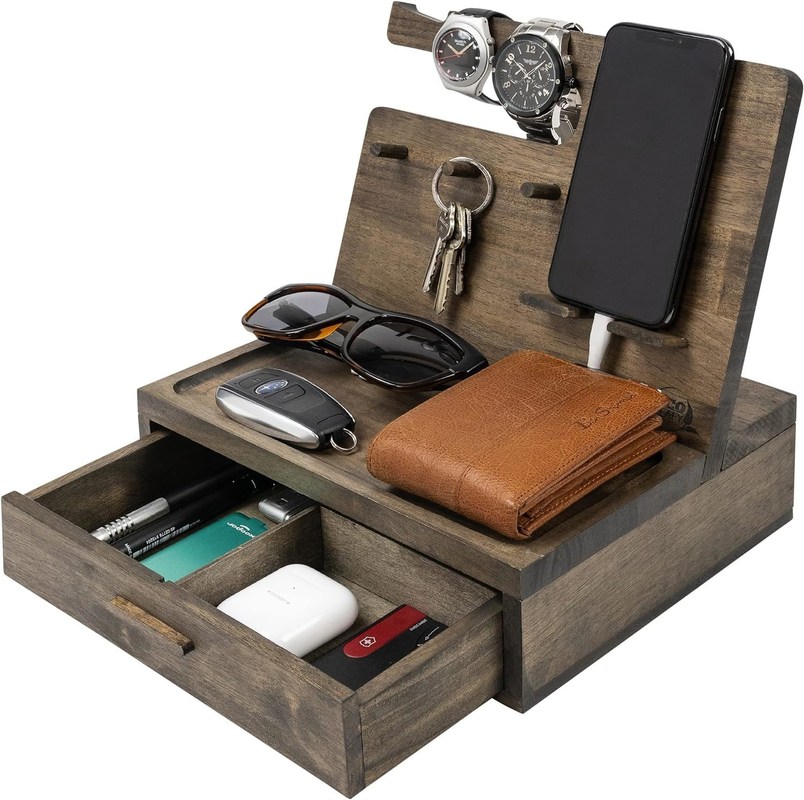 Doppelstufiger Schlaftisch-Organisator für die Aufbewahrung großer Mengen an Mobiltelefonzubehör