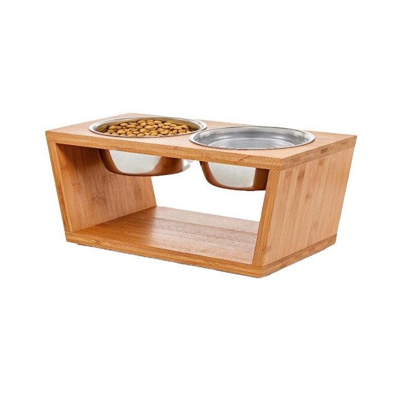 Mittelgroße Hunde-Erhöhung Schüssel Stand 7 Erhöhung Schüsseln Pet Feeder mit vier Edelstahl Schüsseln