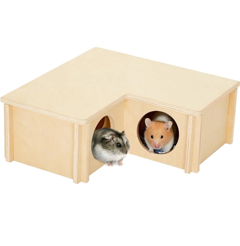 Hausgeschäft Holzhaust hamster Haus Mehrkammer Versteck für das Erforschen von Spielzeug und mehr