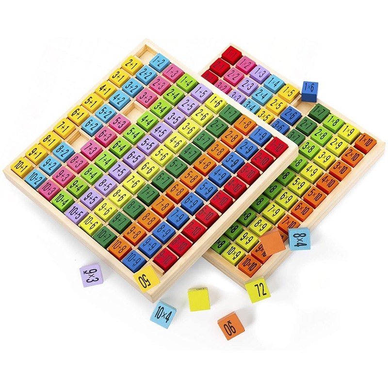 Holz-Multiplikations-Mathe-Tischbrett-Spiel 7.5x7.5x0.8 Zoll Größe und Verbrennungsdruck