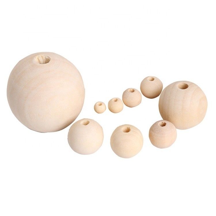 20 mm große runde Holzperlen, ideal für DIY-Geschenke und Halsketten in natürlicher Farbe