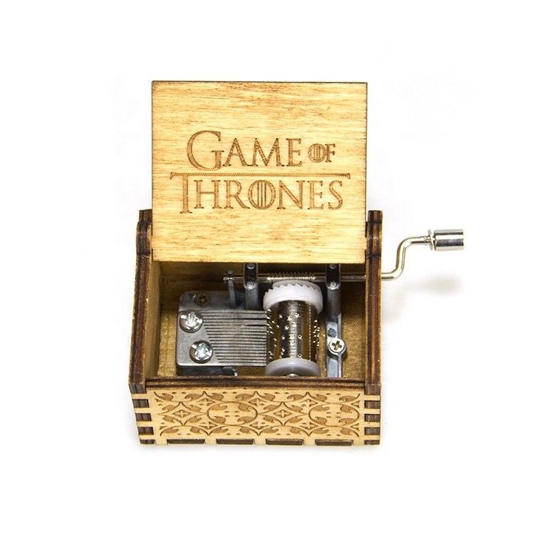 Handgestaltete Spielausrüstung Custom Mini Holzmusikbox mit Seidenbildschirmdruck/Verbrannt